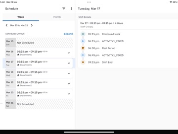 Workcloud Shift iPad screenshot