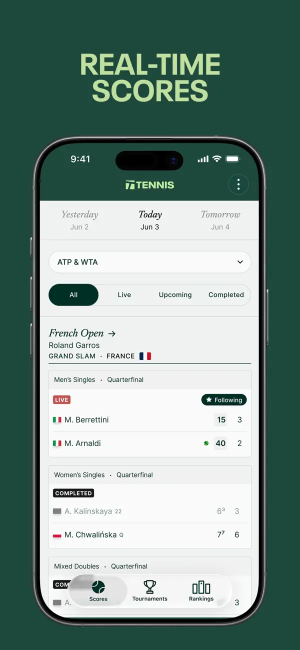 Screenshot #1 pour Tennis - Live Scores
