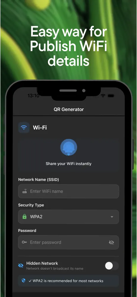 QR Generator customization options