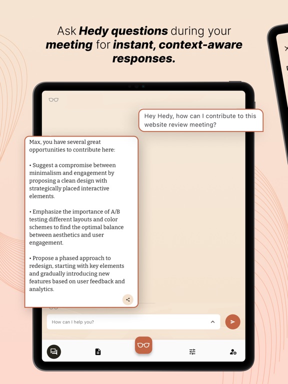 Hedy AI Meeting Coach iPad screenshot 3 - Productivity app