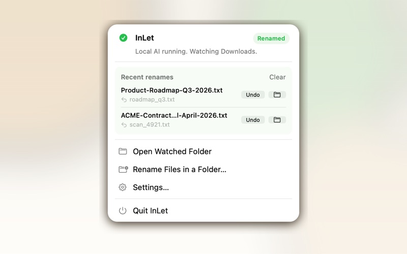 InLet (AI for Your Folders) screenshot