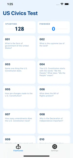 US Citizenship 128 Questions screenshot 1