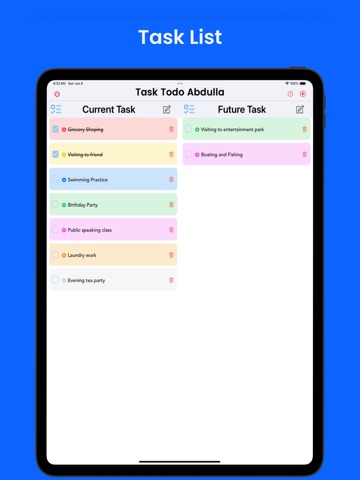 TaskTodo. iPad screenshot
