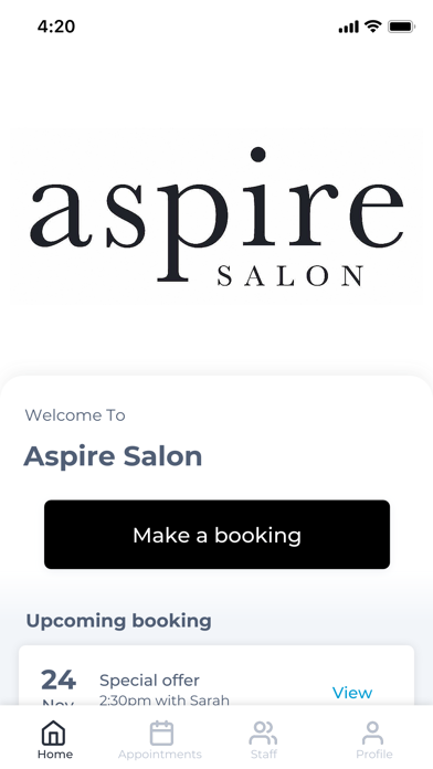 Aspire Salon Screenshot