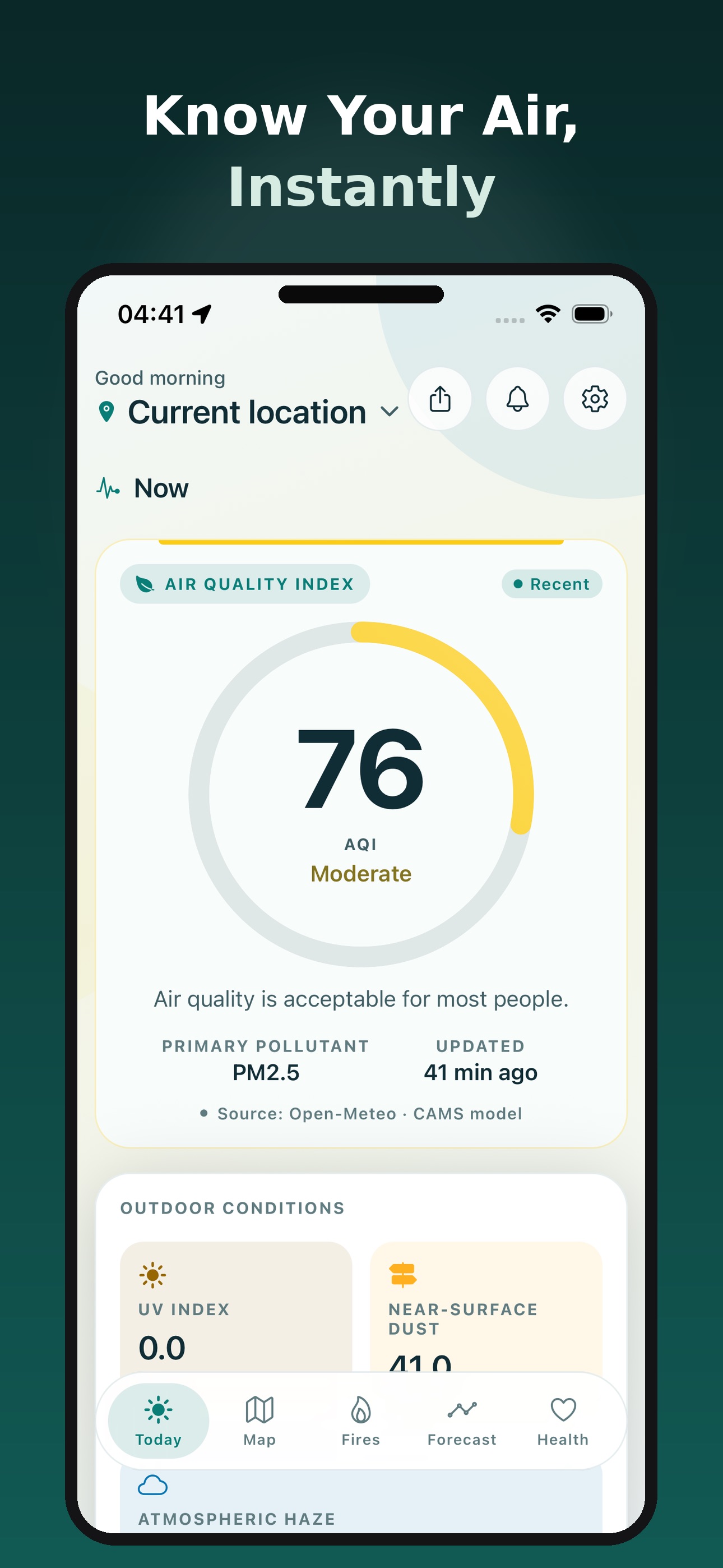 Screenshot 1 of AirGuard: Air Quality & Fires