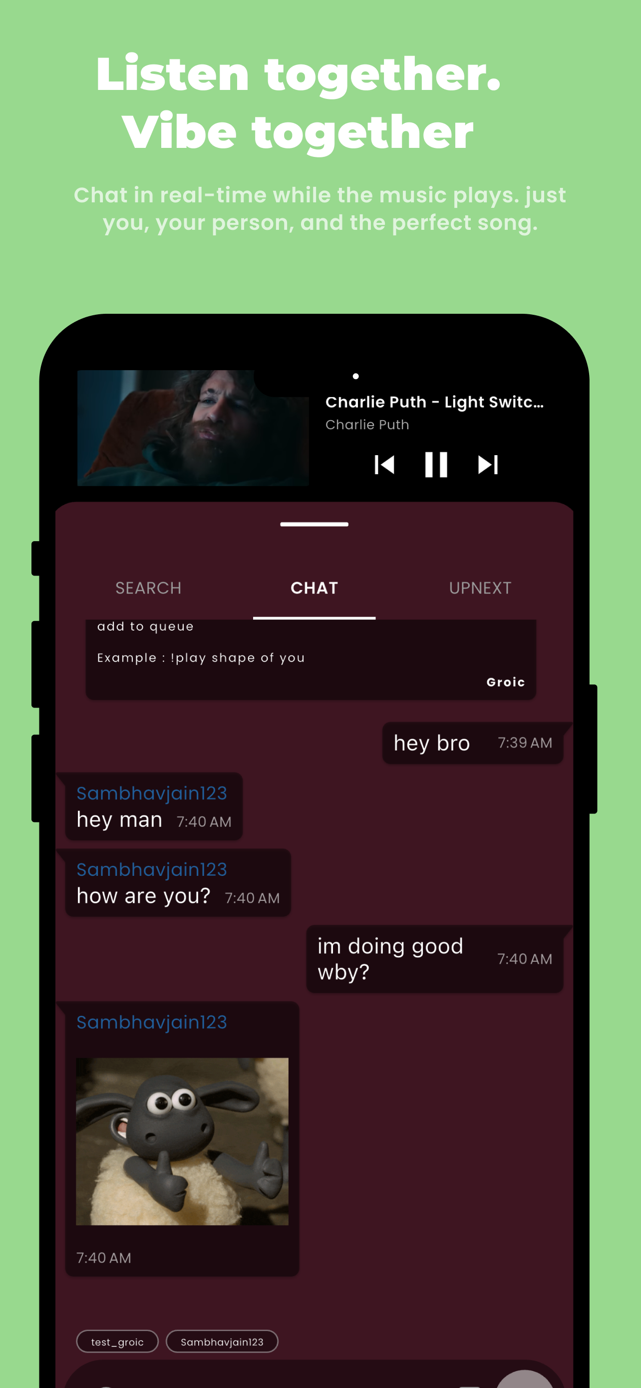 Groic : Listen music togther