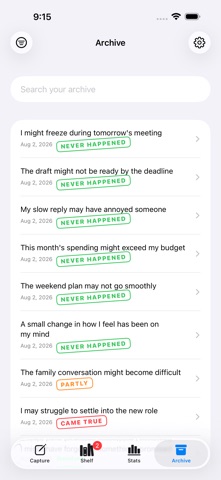 WorryShelf — Worry Later iPhone screenshot