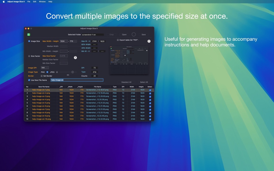 #1. Adjust Image Size II (macOS) 来自: Kunio Takeuchi