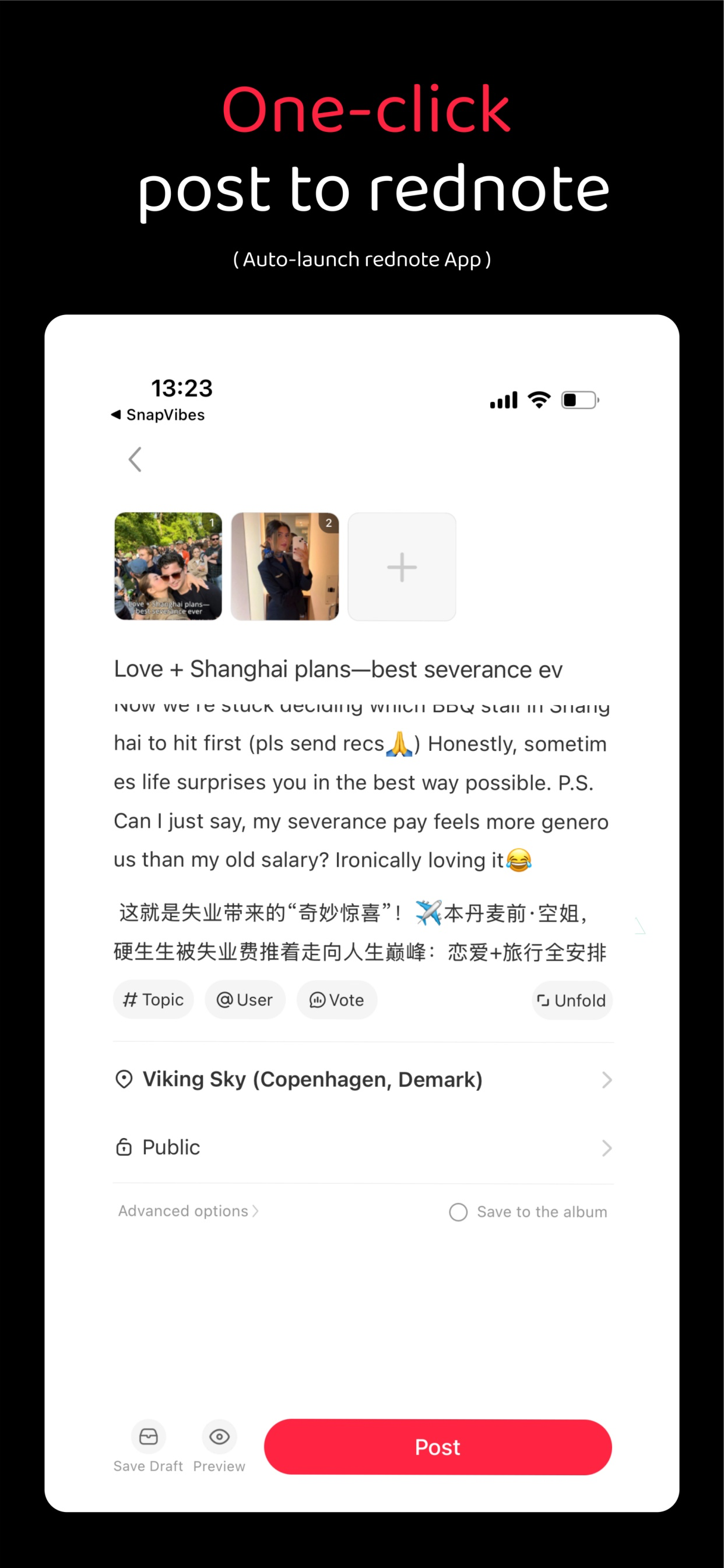 SnapVibes-Turn photo into post