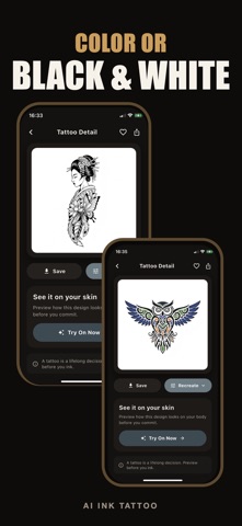 AI Ink Tattoo: Design & Try On iPhone screenshot
