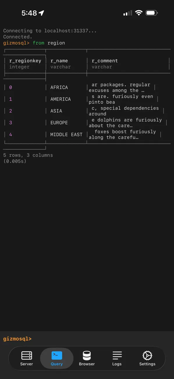 Screenshot #3 pour GizmoSQL