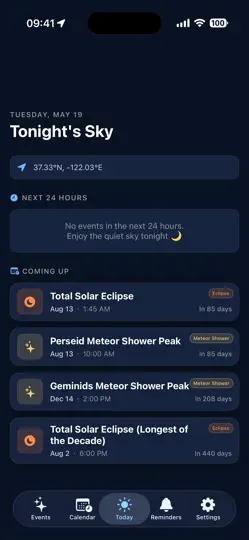 Скриншот AstroCal Sky Calendar на iPhone 3