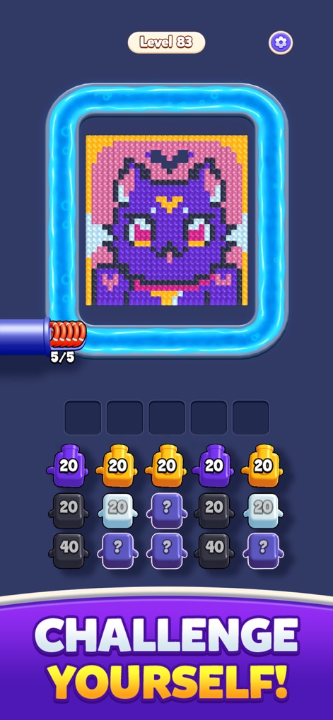 Color Blast Shooter - This view exemplifies the game's progression, introducing users to more intricate pixel art designs and new block variations that enhance the strategic depth of each level.