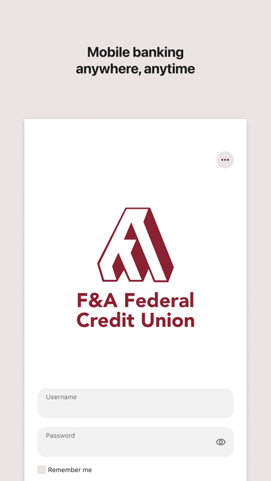 F&A Mobile Banking Screenshot