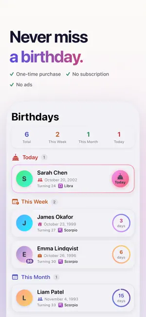 Candles: Birthday Reminder screenshot 1