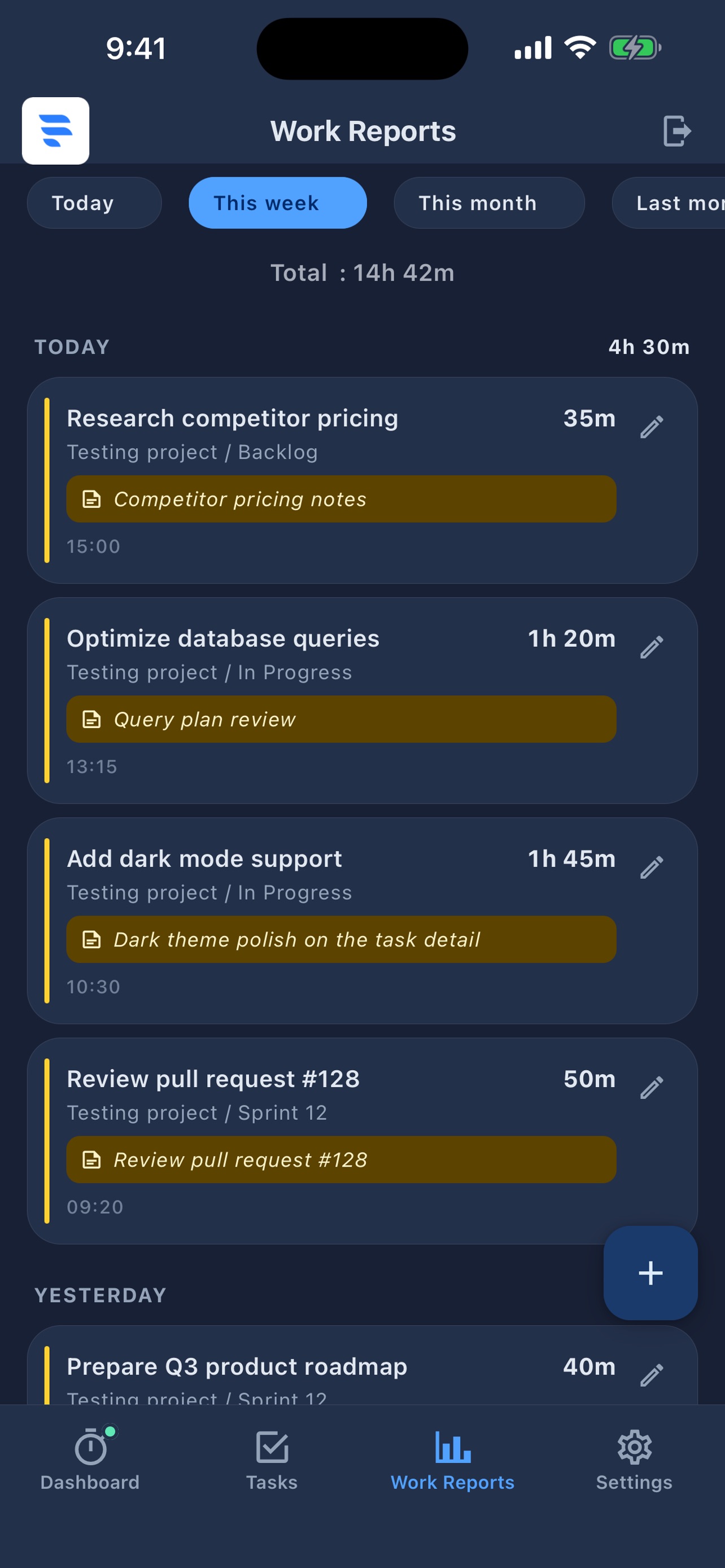 Screenshot 2 of Freelo Timetracking