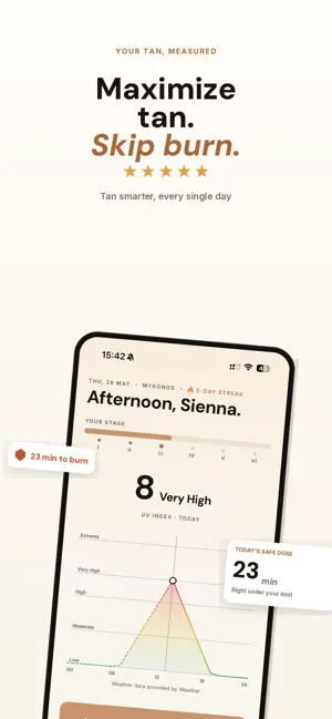 Tanned: AI Tanning & UV index screenshot 2