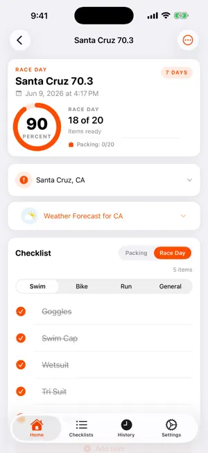 Triathlon Race Day Checklist screenshot 1