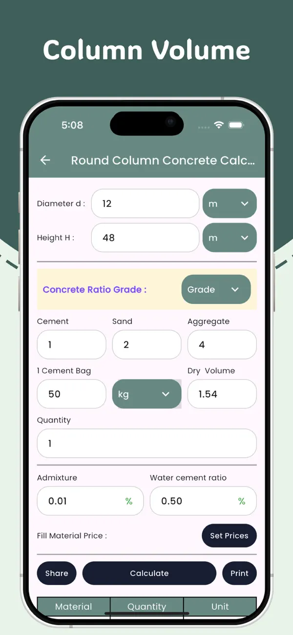 Screenshot #3 pour Concrete Calculator 2025