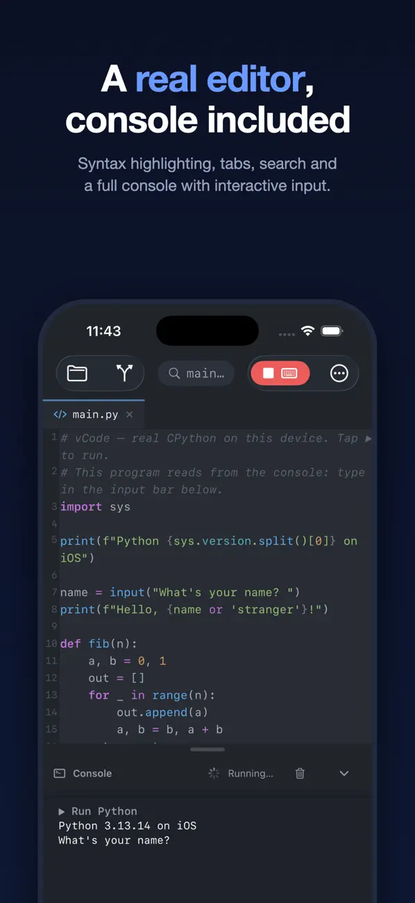 #1. Visual Code Editor - vCode (iOS) Av: Devang Samirbhai Shah