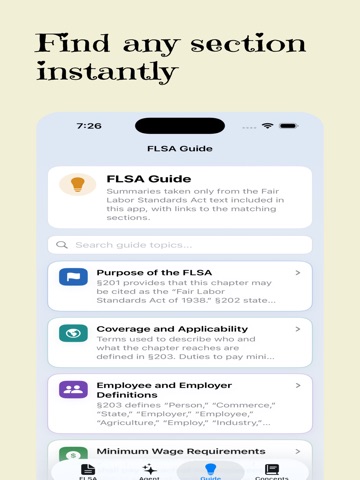 Fair Labor Standards Act FLSA iPad screenshot