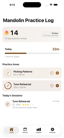 Mandolin Practice Log のスクリーンショット