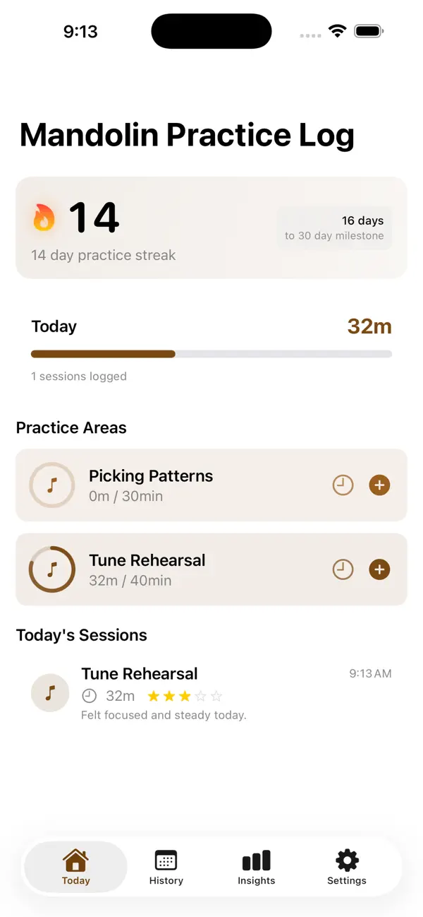 Screenshot #1 pour Mandolin Practice Log