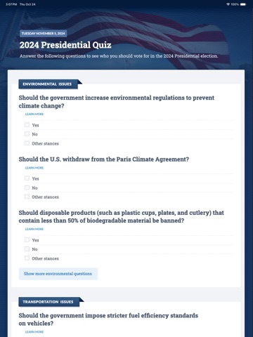 VOTA.com iPad screenshot