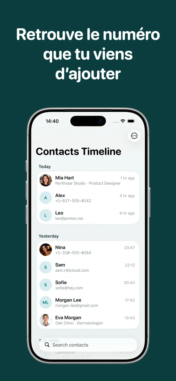 Screenshot #2 pour Recent Contacts Timeline
