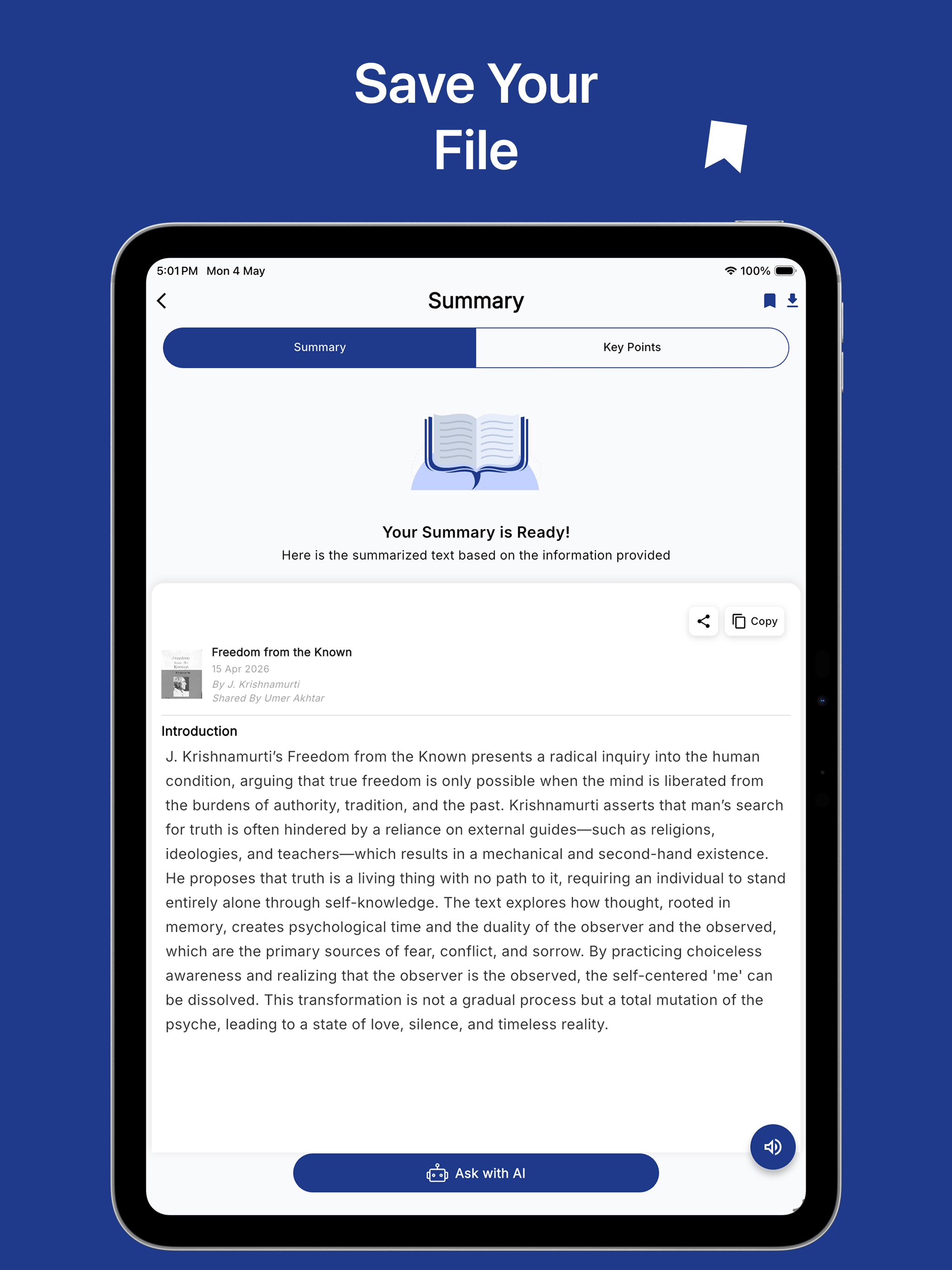 Summio AI: Book Summary & chat