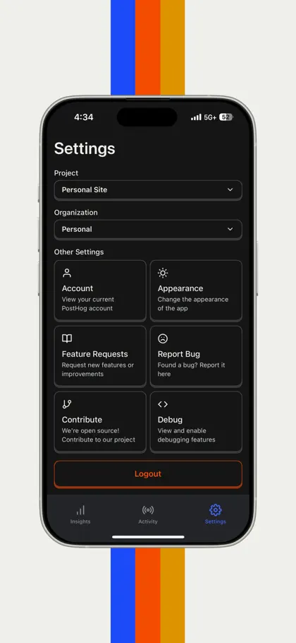 Screenshot 4 von 6 zu HogLite — PostHog Mobile App