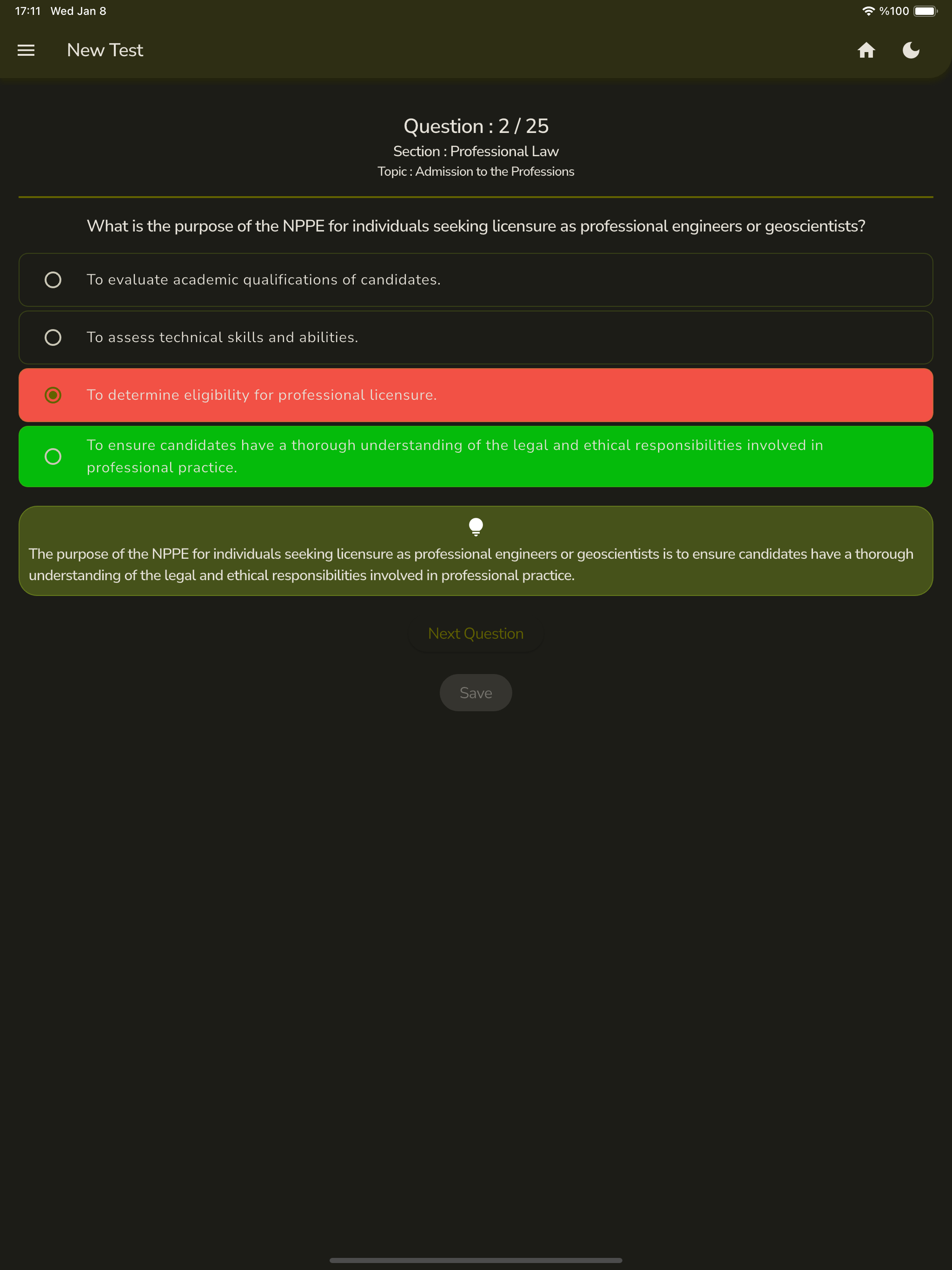 Professional Practice Test screenshot 9