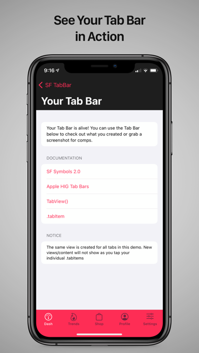 SF TabBar iPhone screenshot 4 - Developer Tools app