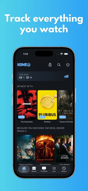 Kineo: Movie & TV Tracker screenshot 1