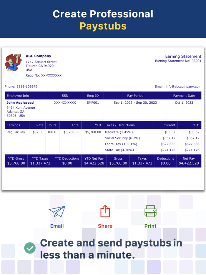 Paystub Builder PDF Payslips