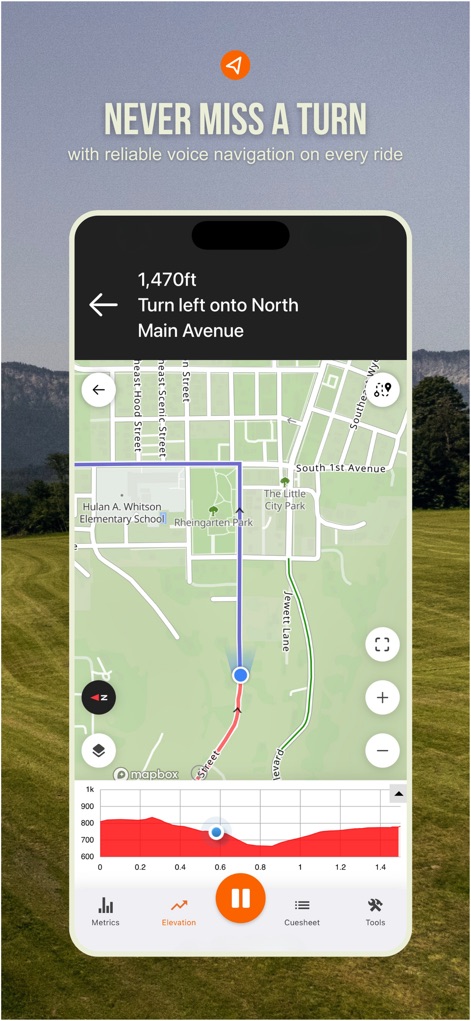 Ride with GPS: Bike Navigation - Profitez d'un guidage vocal précis, comme l'instruction "Tourner à gauche", et d'un profil d'élévation détaillé pour anticiper chaque section de votre parcours.