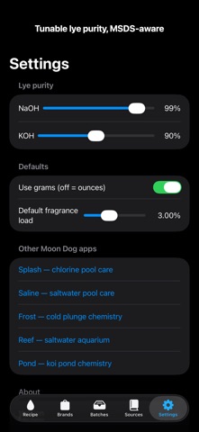Trace: Soap & Lye Calculator screenshot