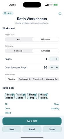 Ratio Worksheets iPhone screenshot