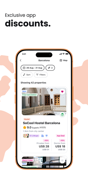 Hostelworld: Hostel Travel App Screenshot