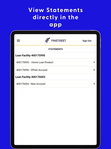 Finstreet Mobile Access iPad screenshot