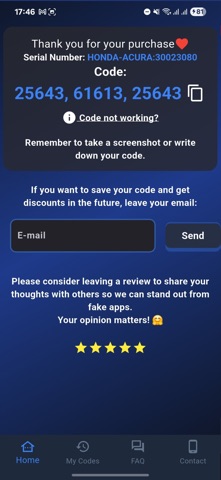 Honda Radio Code Acura Fast screenshot