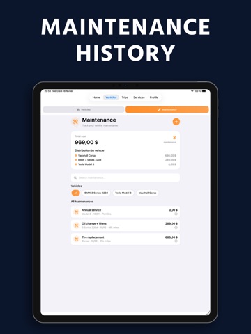 WheelTrack: Fuel & Mileage Log iPad screenshot