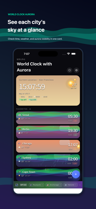 World Clock with Aurora Screenshot 1 of 5