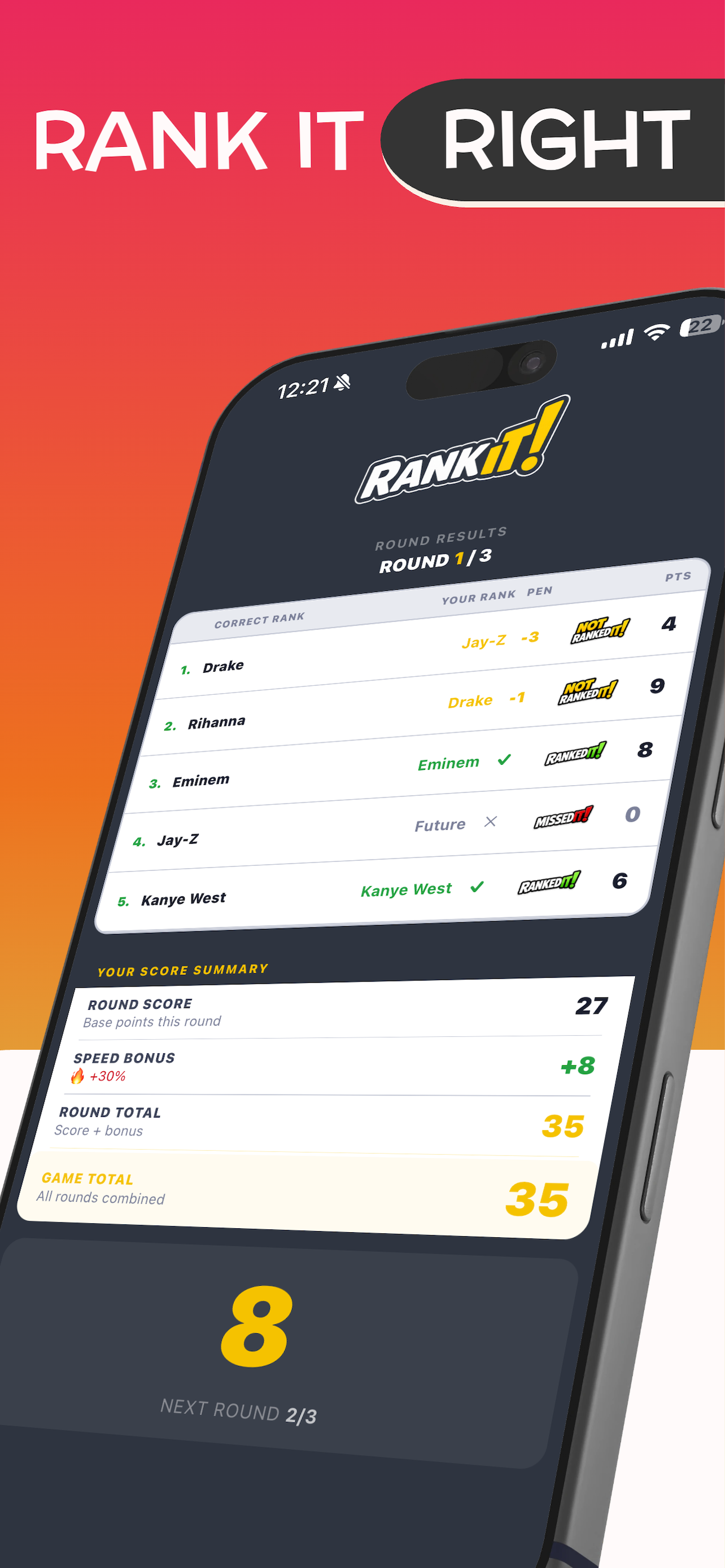 RankIt - Ranking Game