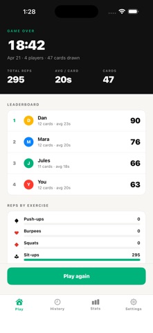 Fitness poker screenshot