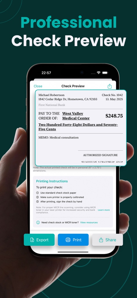 Check Writer: QuickCheck - Finance App | MWM
