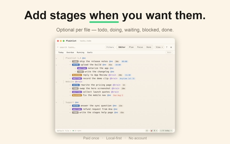 Plainlist: Plaintext Todo screenshot