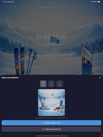 Winter Games Countdown 2026 iPad screenshot