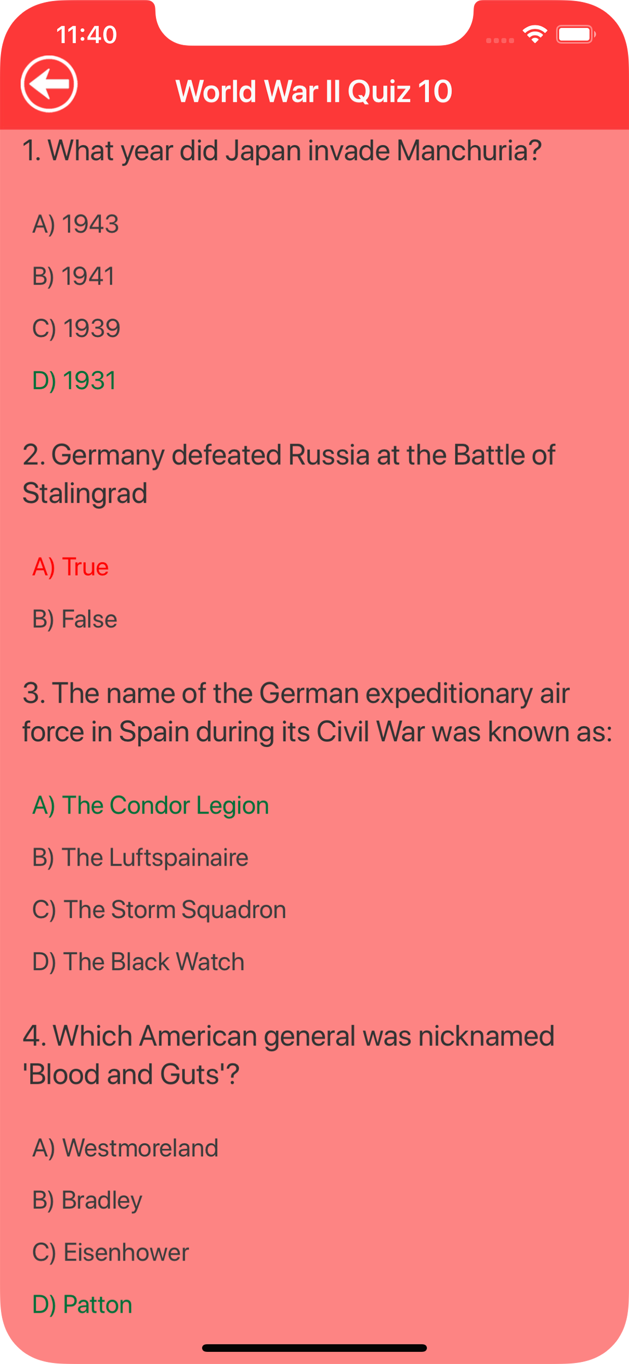 Second World War Quiz