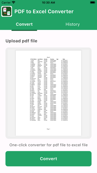 Screenshot #1 pour PDF to Excel Converter.